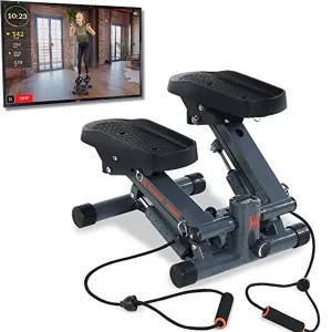 Women’s Health Men’s Health Bluetooth Cardio Stair Stepper with Adjustable Resistance Bands and with MyCloudFitness App, Black