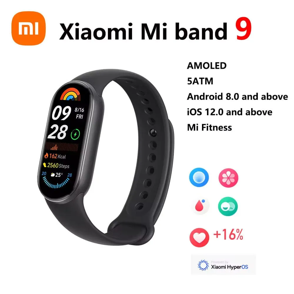 Xiaomi Mi Band 9 Fitness Tracker With Heart Rate Monitoring | Sleep Tracking | 21 Days Battery Life HyperOS